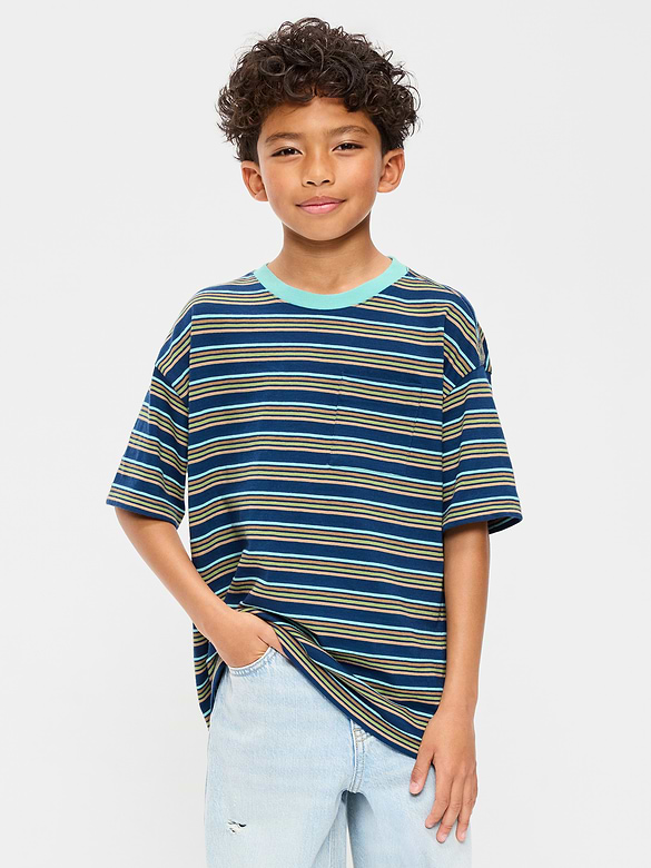 Oversized Short-Sleeve Striped T-Shirt for Boys