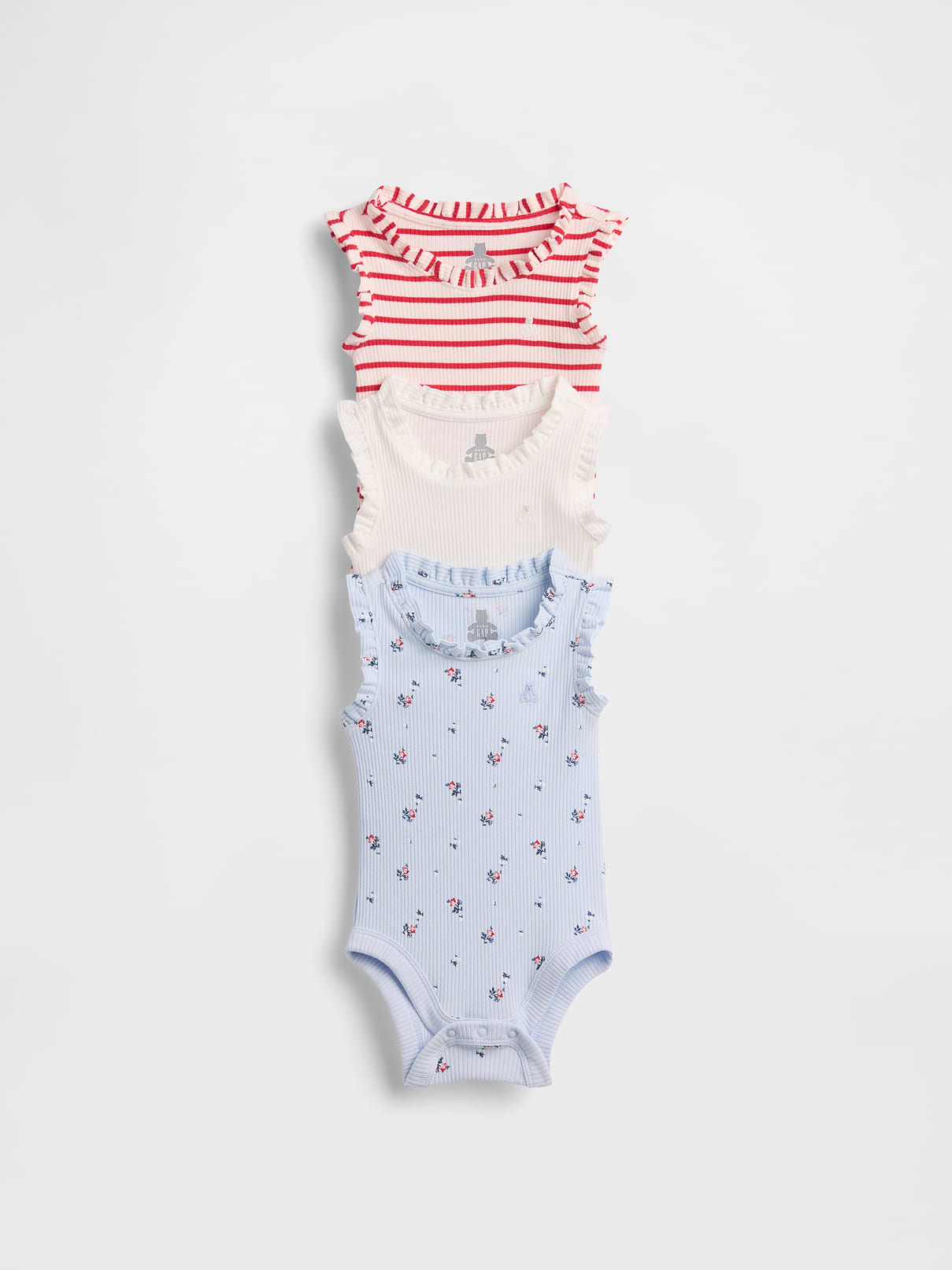 Baby First Favorites TinyRib Ruffle Tank Bodysuit (3-Pack)