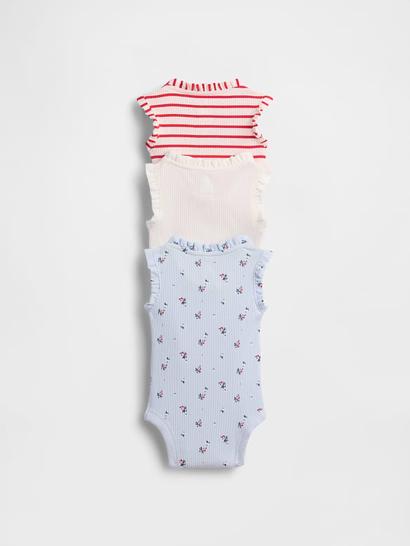 Baby First Favorites TinyRib Ruffle Tank Bodysuit (3-Pack)