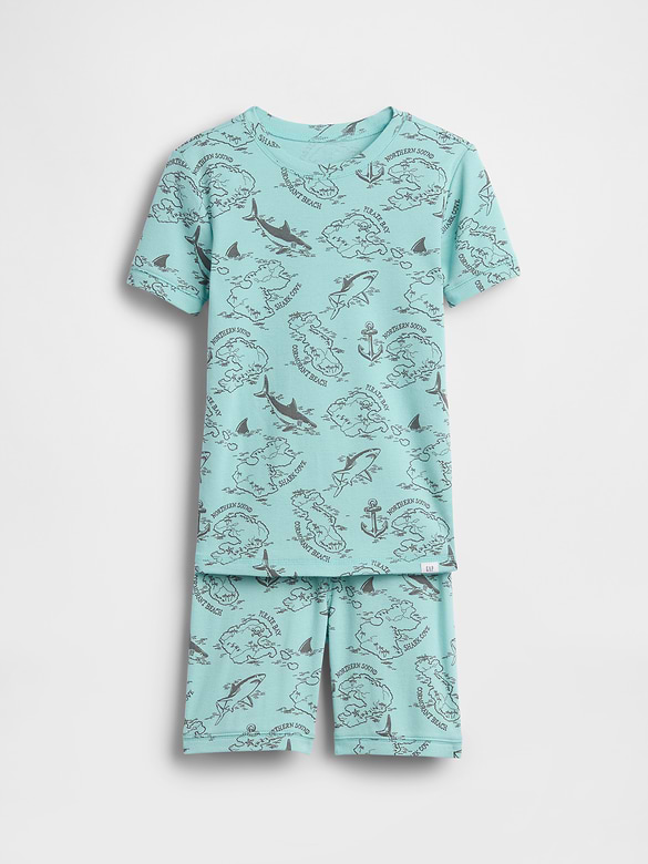 Kids Organic Brushed Cotton Pirate Map PJ Short Set