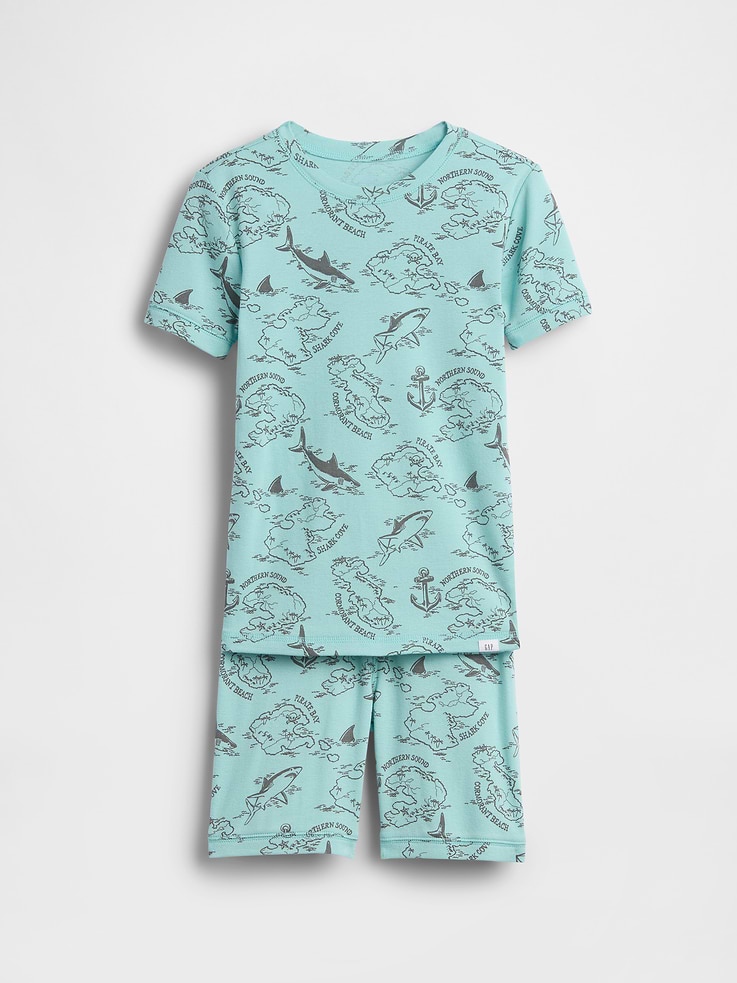 Image number 1 showing, Kids Organic Brushed Cotton Pirate Map PJ Short Set