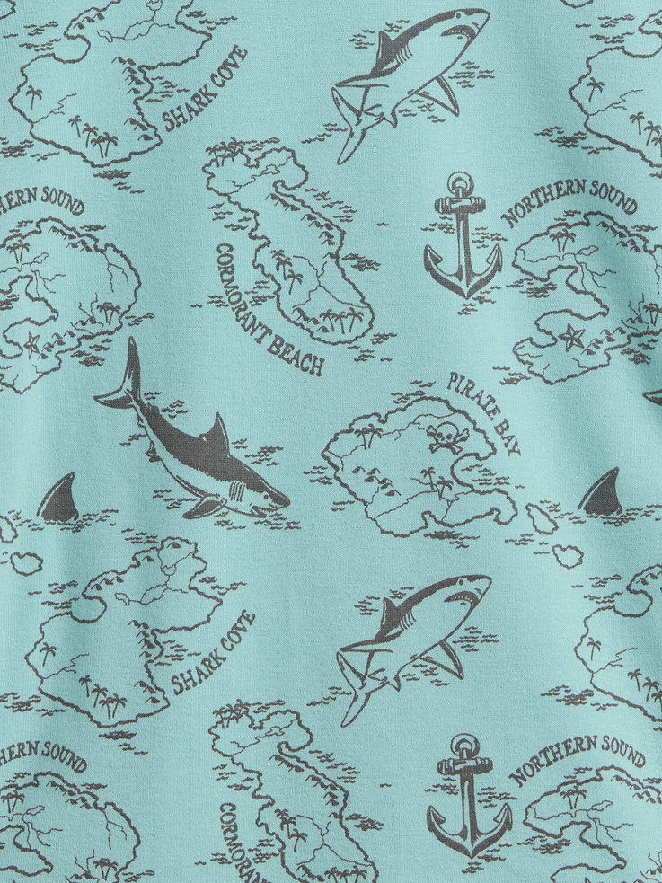 Image number 3 showing, Kids Organic Brushed Cotton Pirate Map PJ Short Set