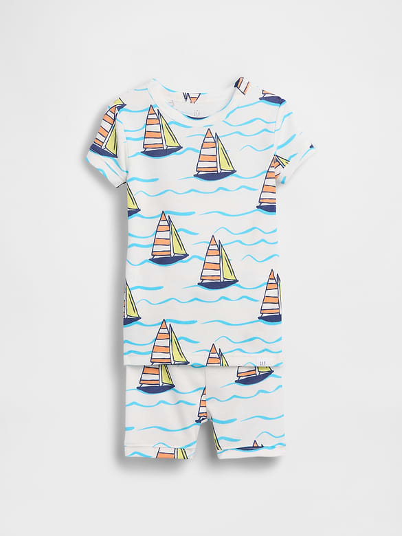 Baby & Toddler Organic Brushed Cotton Sailboat PJ Short Set