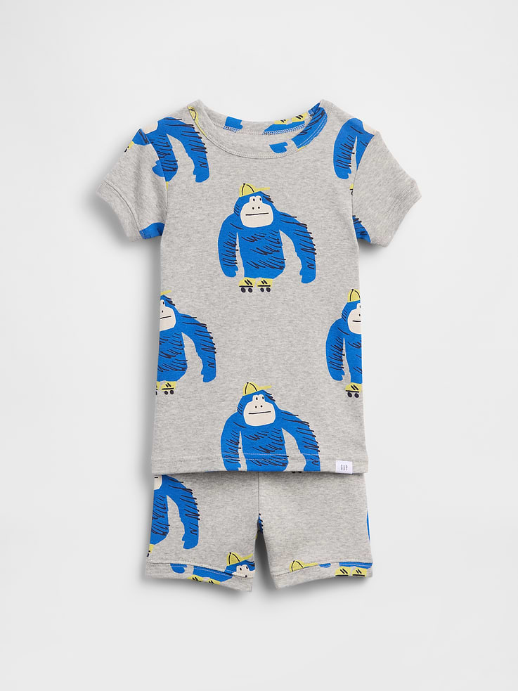 Image number 1 showing, Baby & Toddler Organic Brushed Cotton Gorilla PJ Short Set
