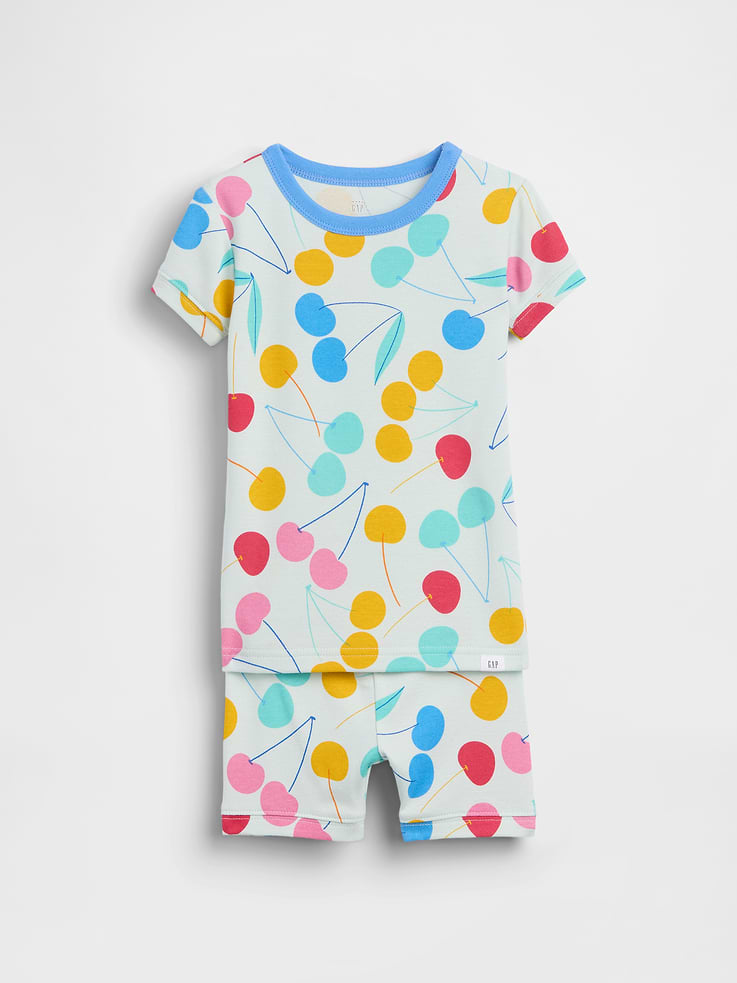 Image number 1 showing, Baby & Toddler Organic Brushed Cotton Cherry PJ Short Set
