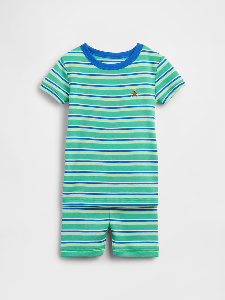 Image number 1 showing, Baby & Toddler Organic Brushed Cotton Stripe PJ Short Set