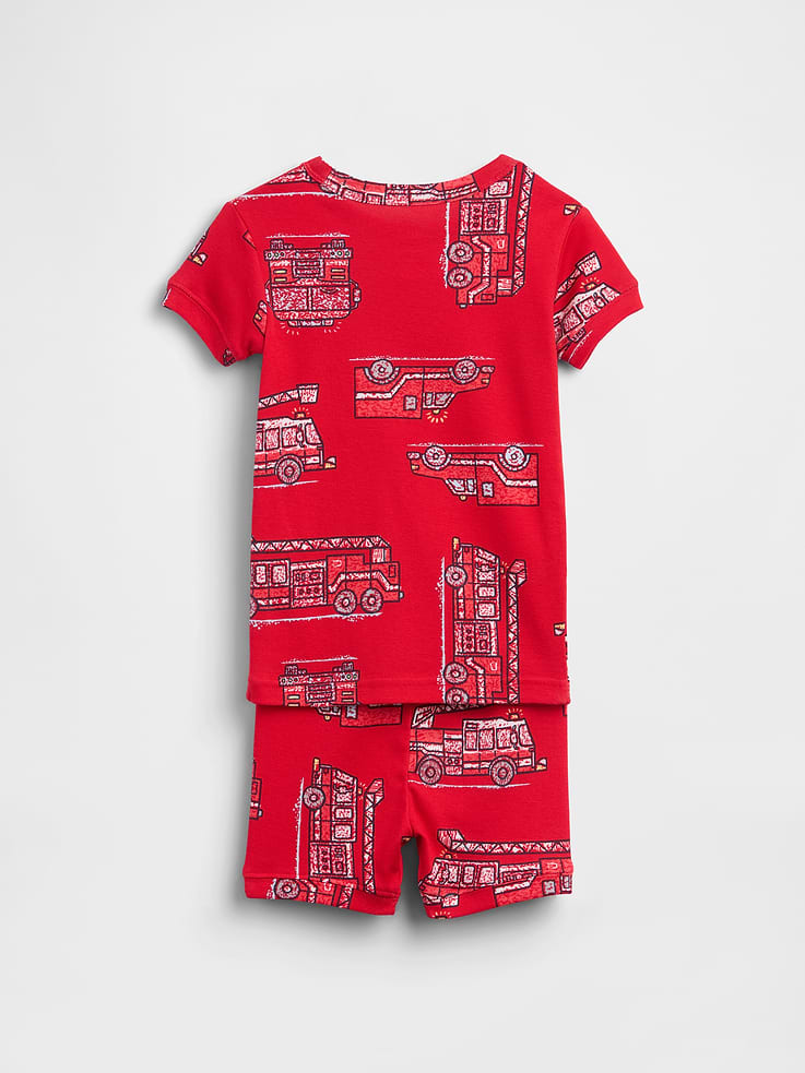 Image number 2 showing, Baby & Toddler Organic Brushed Cotton Firetruck PJ Short Set