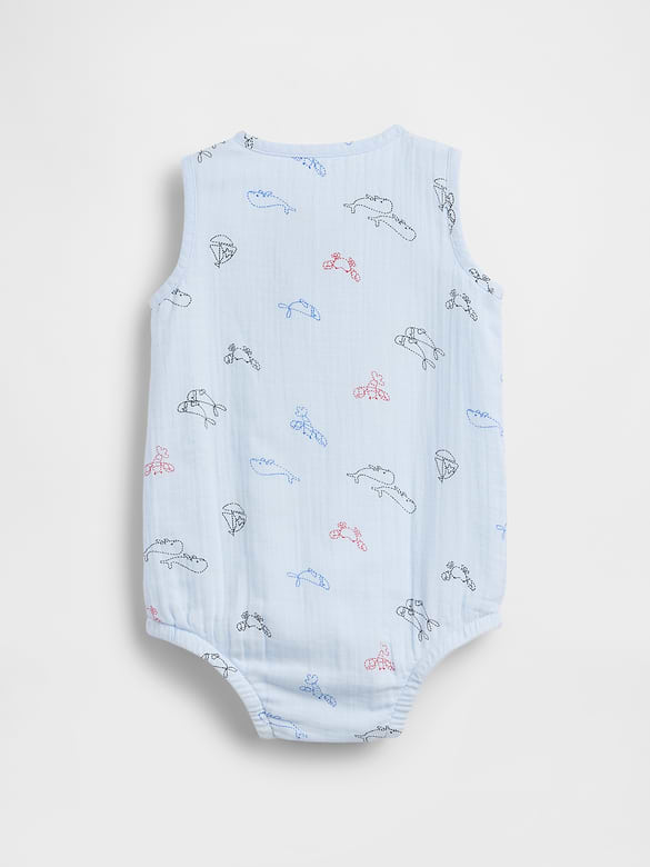 Baby Cotton Gauze Henley Pocket Tank Bodysuit