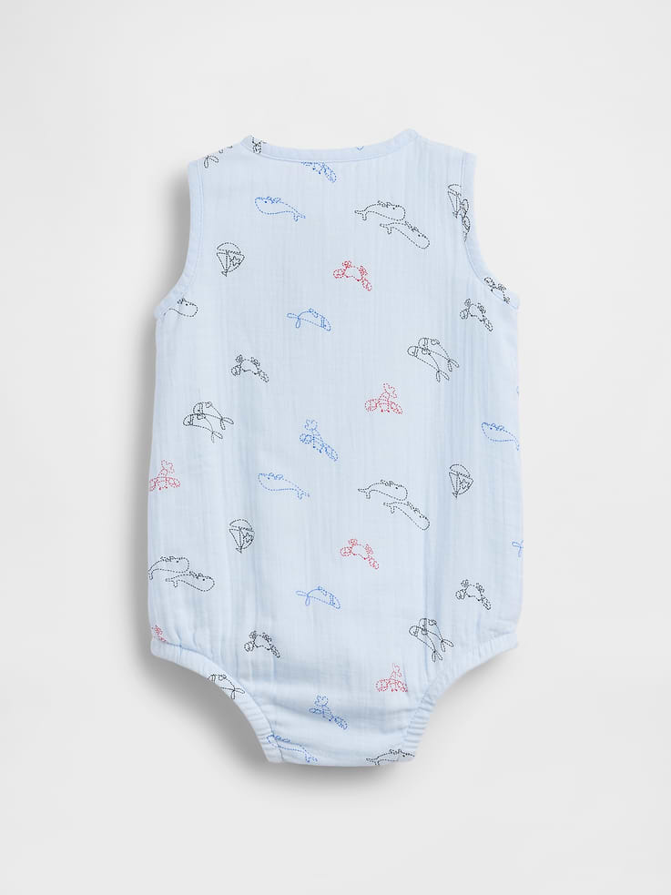 Image number 2 showing, Baby Cotton Gauze Henley Pocket Tank Bodysuit