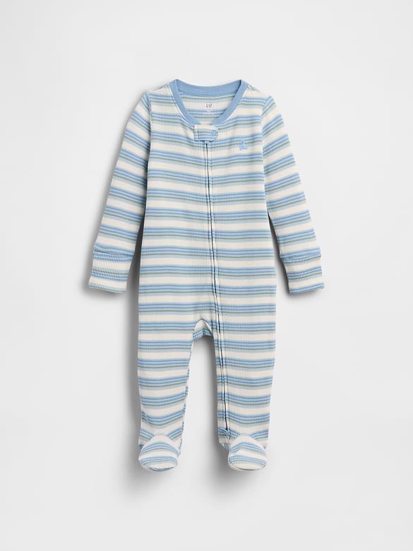 Baby Waffle Stripe Footed One-Piece