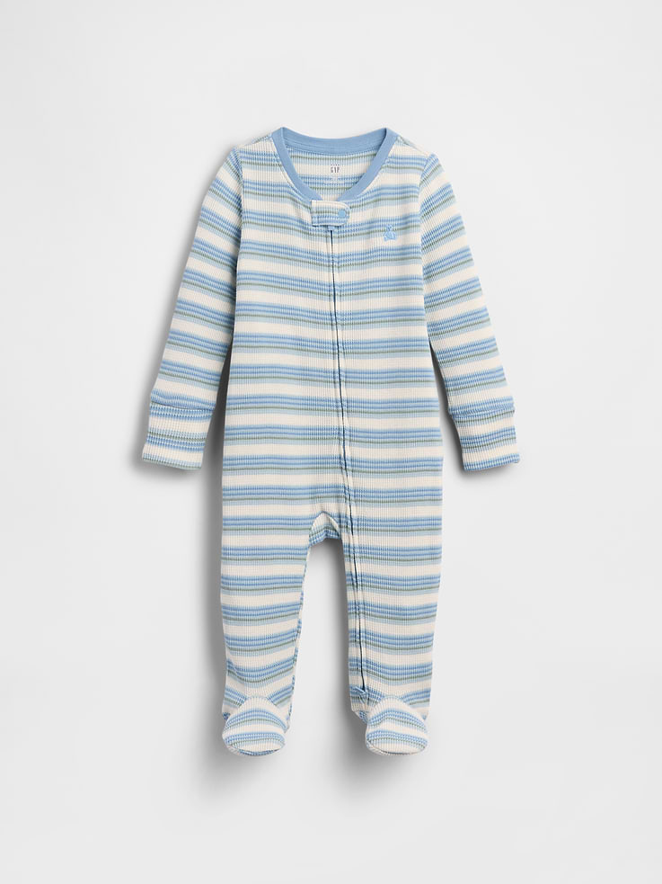 Image number 1 showing, Baby Waffle Stripe Footed One-Piece