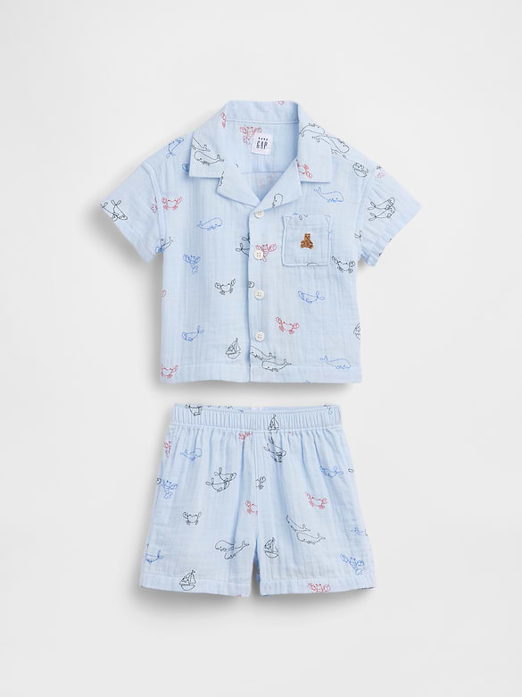 Baby Cotton Gauze Cabana Outfit Set