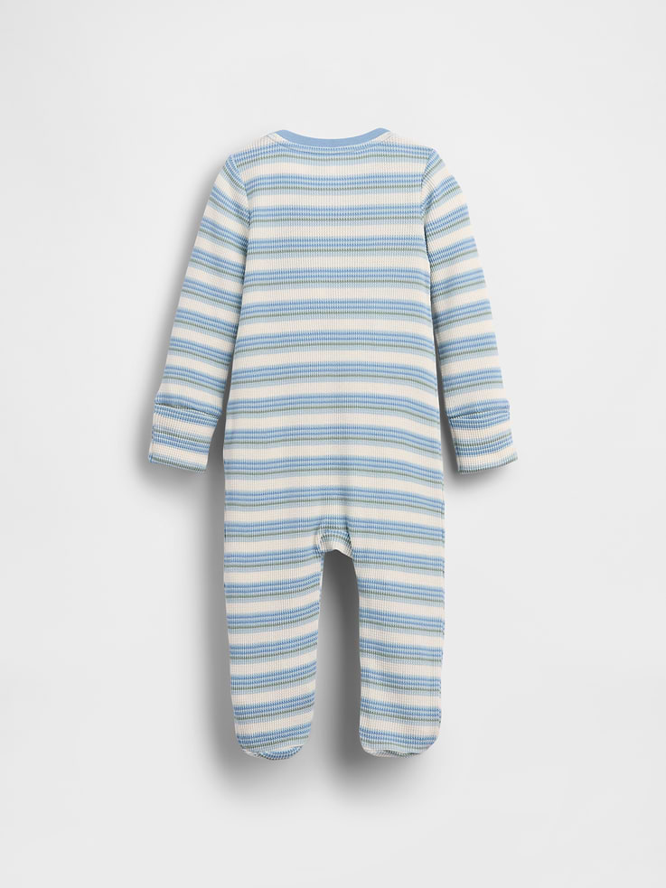 Image number 2 showing, Baby Waffle Stripe Footed One-Piece