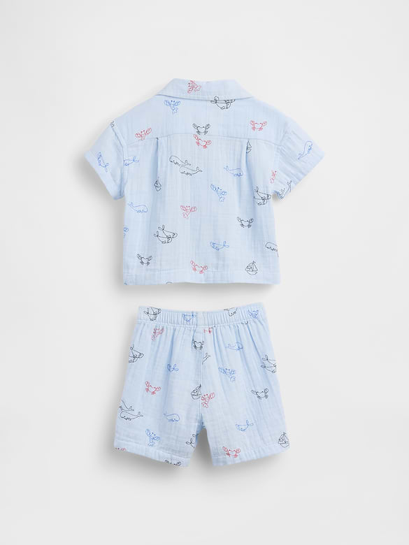 Baby Cotton Gauze Cabana Outfit Set