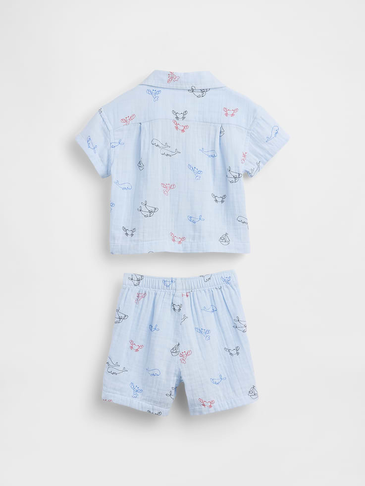 Image number 2 showing, Baby Cotton Gauze Cabana Outfit Set
