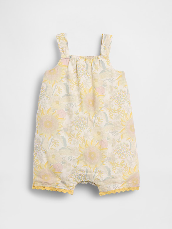 Une-pièce court sans manches à motif floral pour Bébé