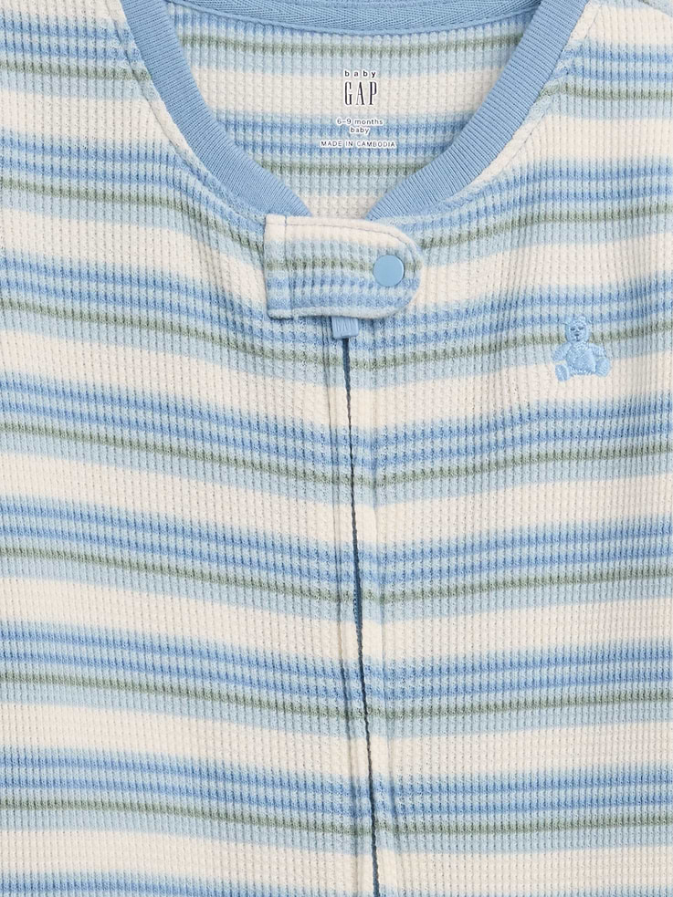 Image number 3 showing, Baby Waffle Stripe Footed One-Piece