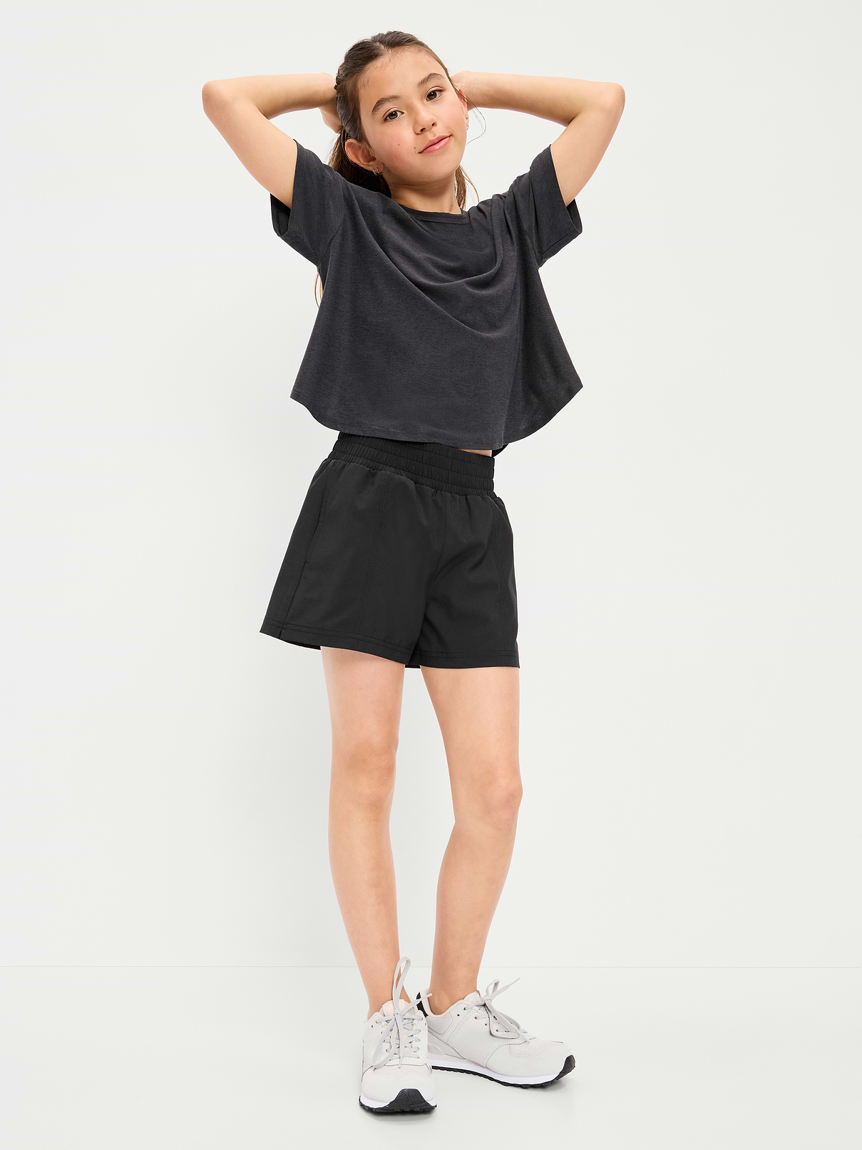 Image number 3 showing, High-Waisted StretchTech Performance Shorts for Girls
