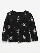 Image number 1 showing, Printed Fitted Long-Sleeve Ribbed T-Shirt for Toddler Girls