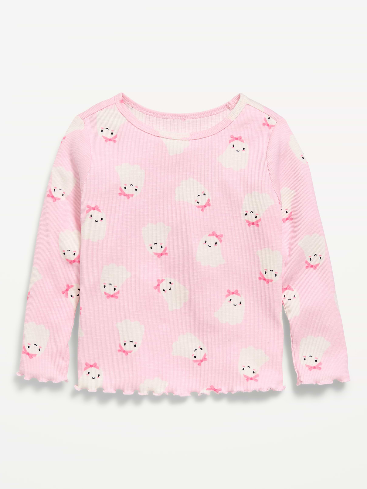 Image number 1 showing, Printed Fitted Long-Sleeve Ribbed T-Shirt for Toddler Girls