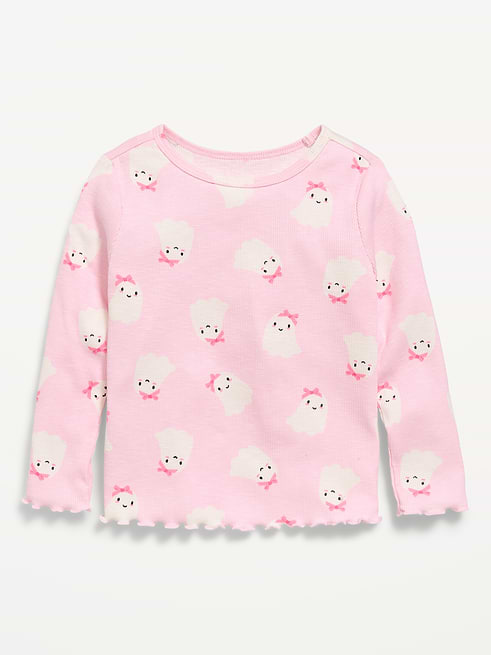 Printed Printed Fitted Long-Sleeve Ribbed T-Shirt for Toddler Girls clearance posted today