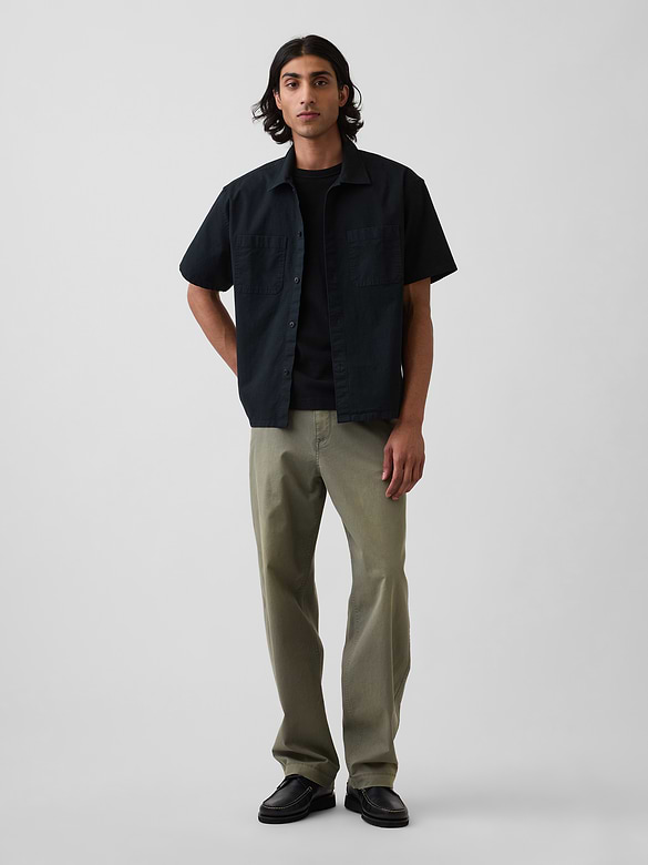 Relaxed Straight-Hem Utility Shirt