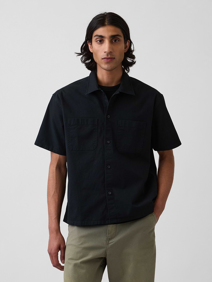 Image number 1 showing, Relaxed Straight-Hem Utility Shirt