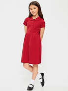 Image number 1 showing, School Uniform Fit and Flare Pique Polo Dress for Girls