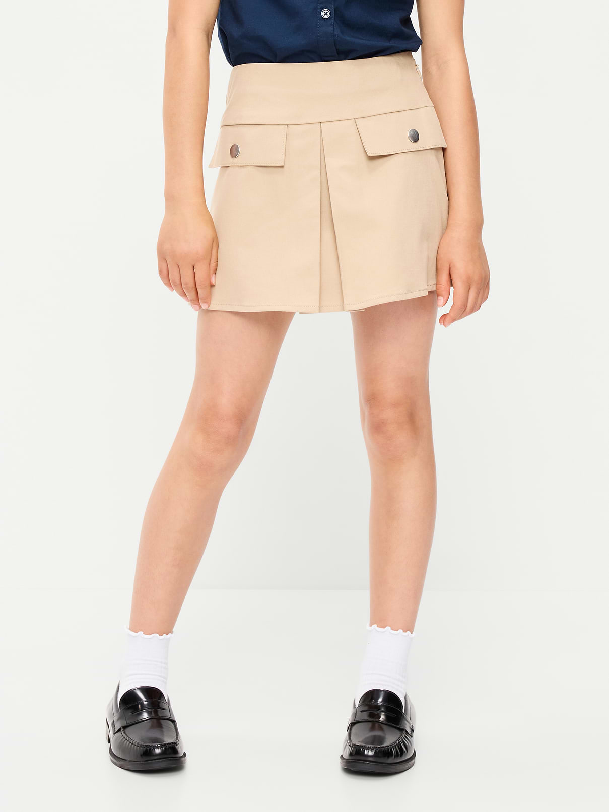 Image number 1 showing, School Uniform Front-Pleated Twill Skort for Girls
