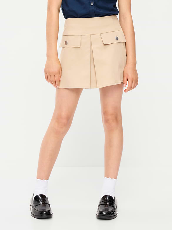 School Uniform Front-Pleated Twill Skort for Girls