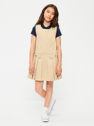 Image number 1 showing, School Uniform Sleeveless Twill Dress for Girls