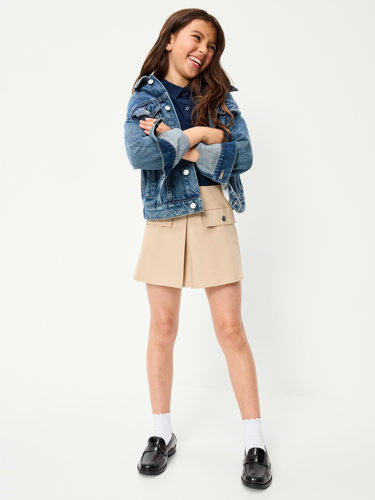 Image number 3 showing, School Uniform Front-Pleated Twill Skort for Girls