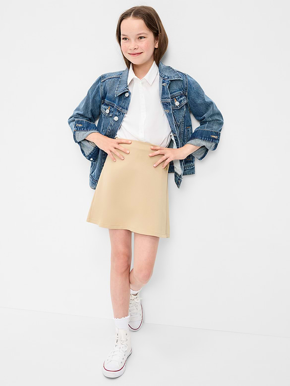 School Uniform Ponte-Knit Wrap-Front Skort for Girls