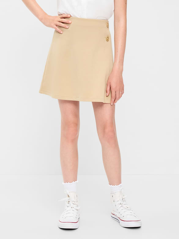 School Uniform Ponte-Knit Wrap-Front Skort for Girls