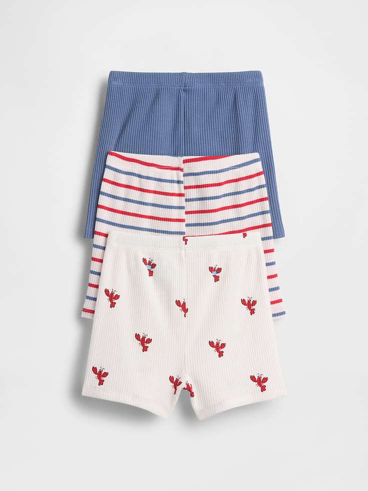 Image number 2 showing, Baby First Favorites TinyRib Stripe Pull-On Shorts (3-Pack)