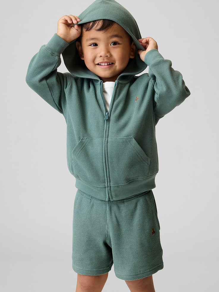 Image number 1 showing, Baby & Toddler Waffle Zip Hoodie