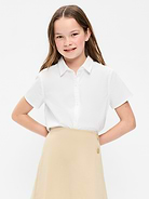 Image number 1 showing, School Uniform Short-Sleeve Poplin Shirt for Girls