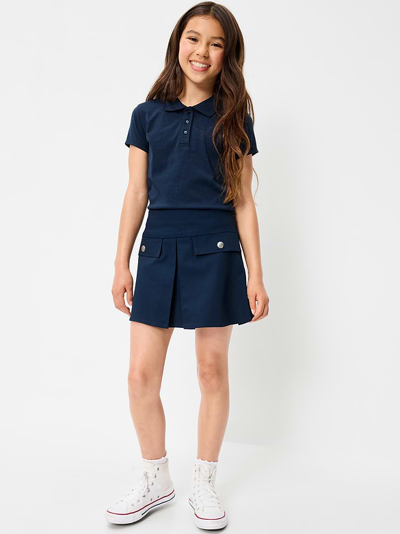 School Uniform Front-Pleated Twill Skort for Girls