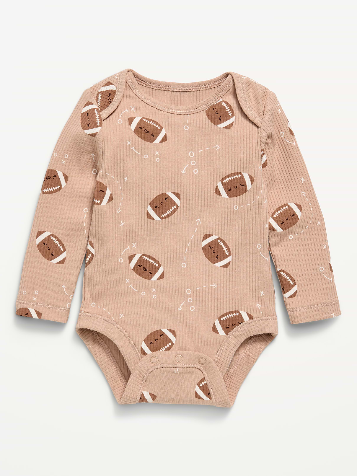 L'image numéro 1 présente Cache-couche côtelé à manches longues et à motif pour bébé