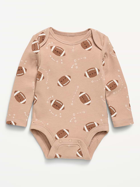 Printed Printed Long-Sleeve Ribbed Bodysuit for Baby on clearance at Old Navy — 55% off