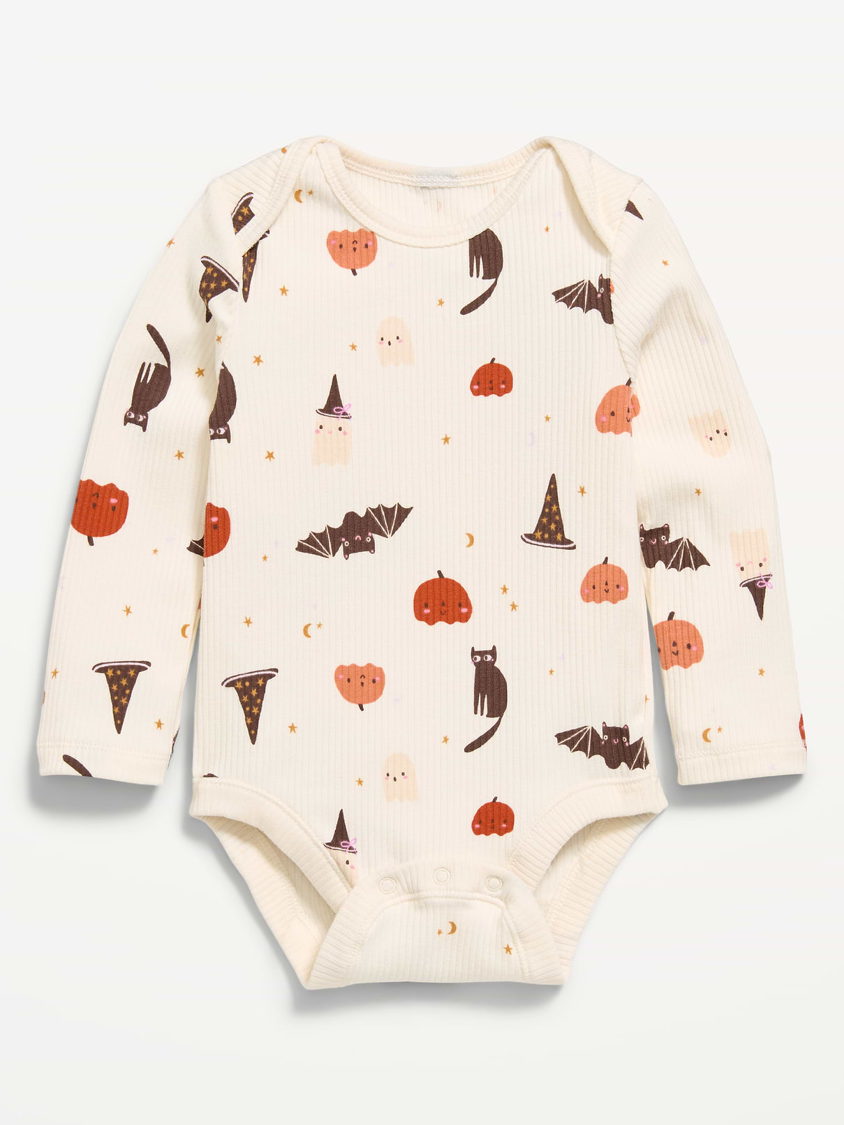 Image number 1 showing, Printed Long-Sleeve Ribbed Bodysuit for Baby