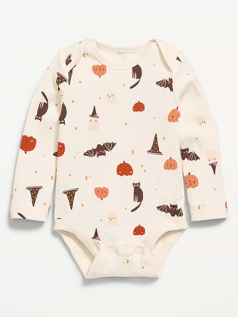 Printed Printed Long-Sleeve Ribbed Bodysuit for Baby on clearance at Old Navy — 55% off