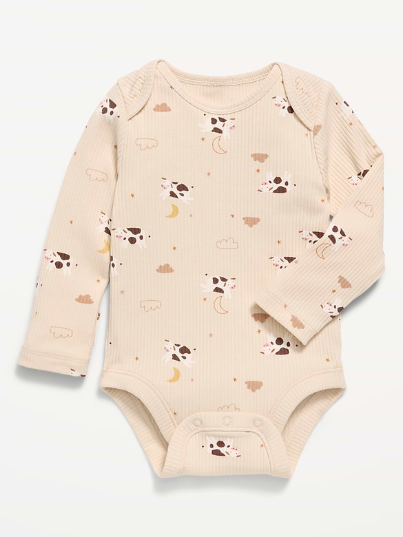 Cache-couche côtelé à manches longues et à motif unisexe pour bébé