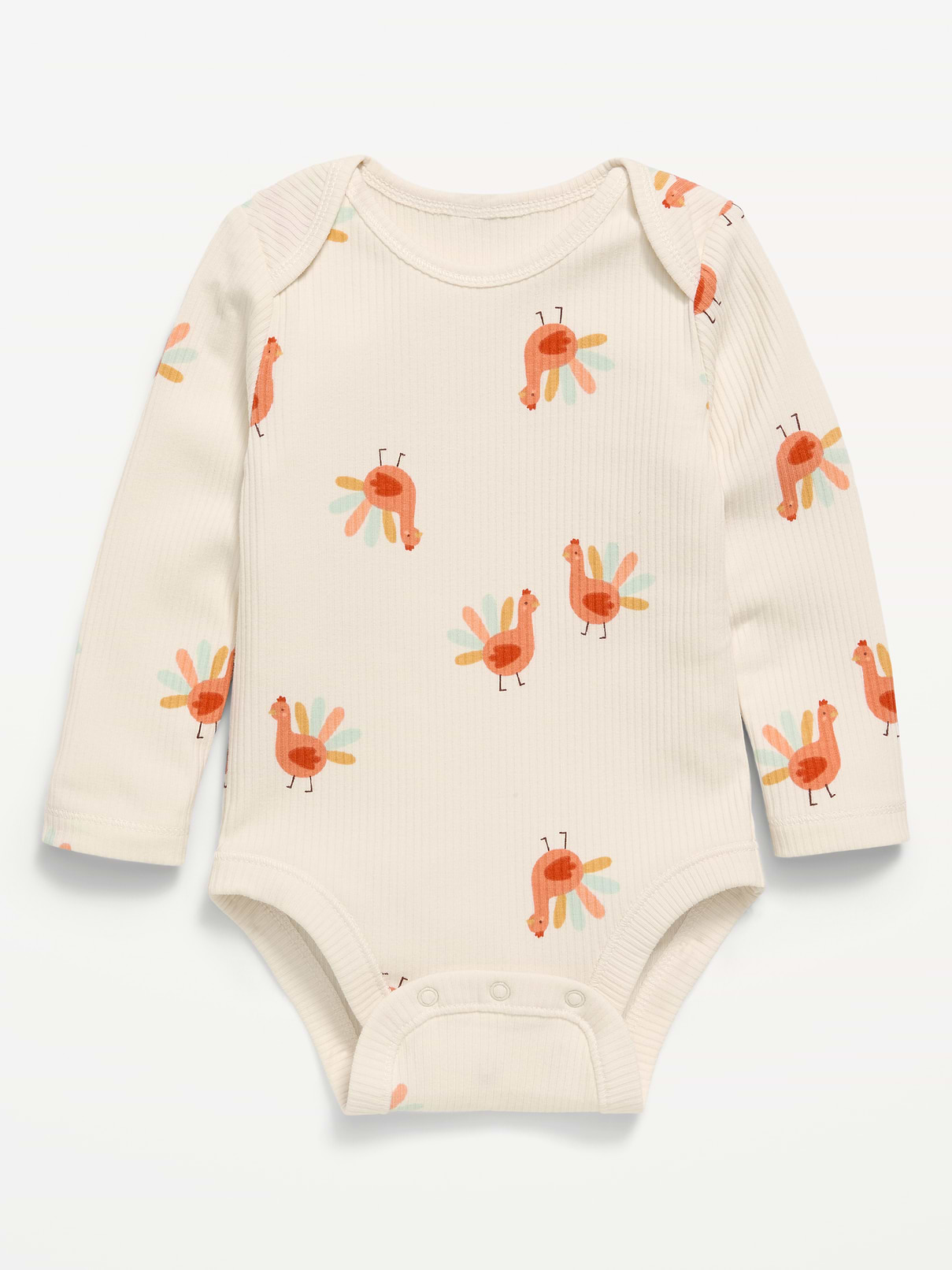 Image number 1 showing, Printed Unisex Long-Sleeve Ribbed Bodysuit for Baby