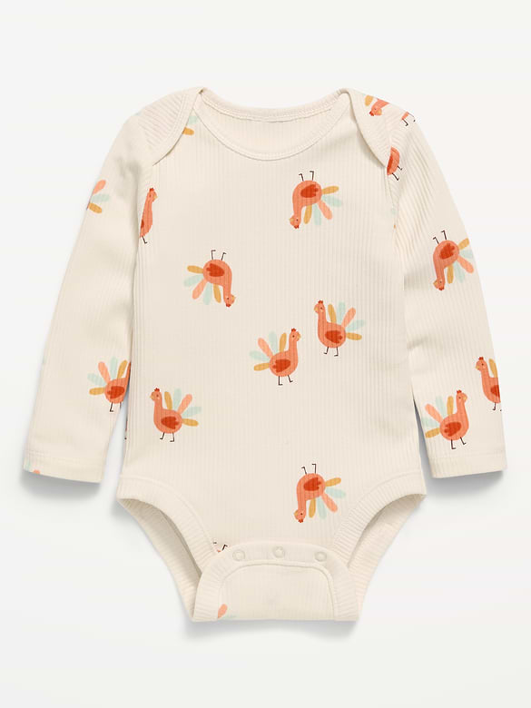 Cache-couche côtelé à manches longues et à motif unisexe pour bébé
