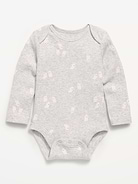 Image number 1 showing, Printed Unisex Long-Sleeve Ribbed Bodysuit for Baby
