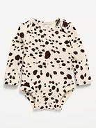 Image number 1 showing, Printed Long-Sleeve Ribbed Bodysuit for Baby