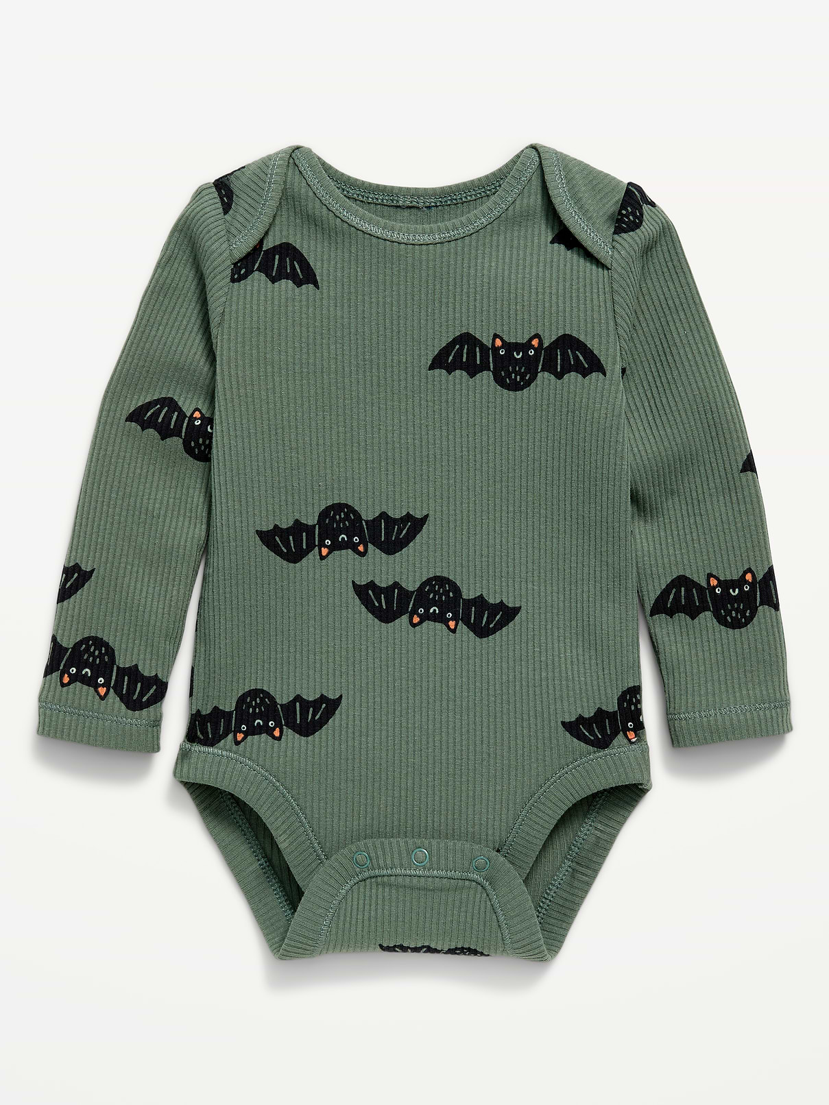 Image number 1 showing, Printed Unisex Long-Sleeve Ribbed Bodysuit for Baby