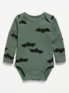 Image number 1 showing, Printed Unisex Long-Sleeve Ribbed Bodysuit for Baby