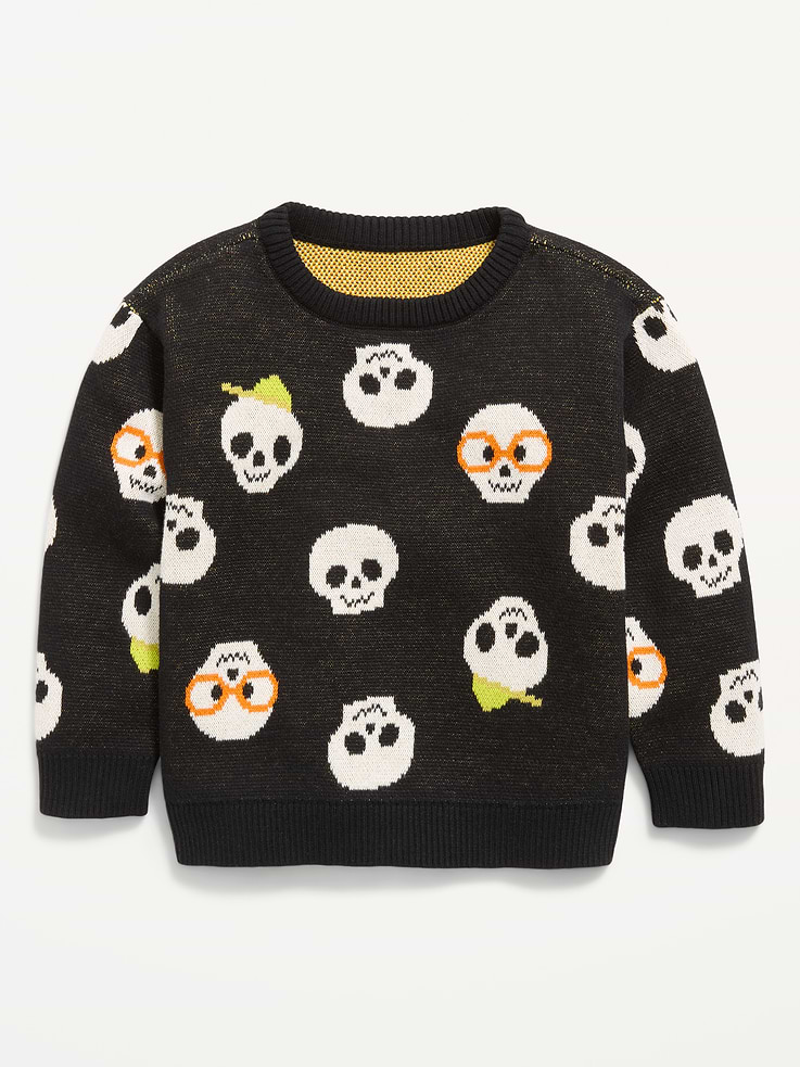 Image 1 of 1, ribbed crew neck, long sleeves, drop shoulders, all-over graphic, Product #896798